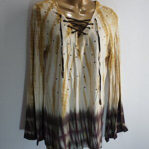 Boston proper tie dyed lace up tunic top size M